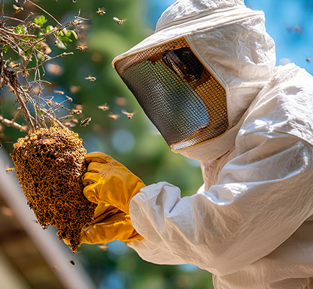 Operator collecting live insects