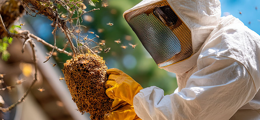 Operator collecting live insects